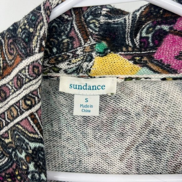 Sundance Paisley Print Linen Cotton Blend Cardigan Tie Front Sweater Small - Picture 4 of 8
